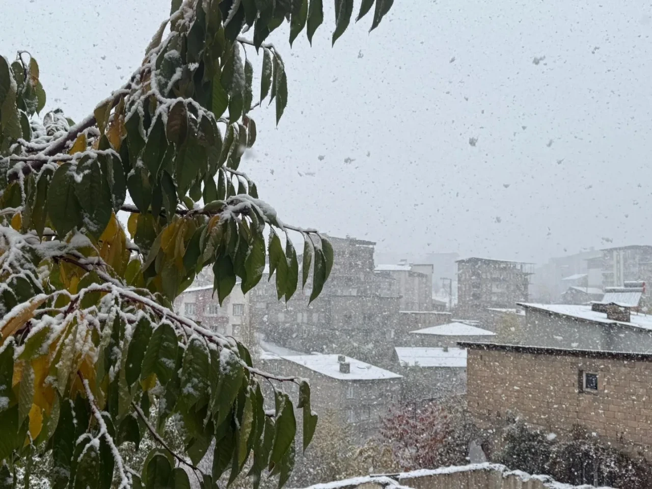 Hakkari'de mevsimin ilk karı cadde ve sokakları beyaza bürüdü