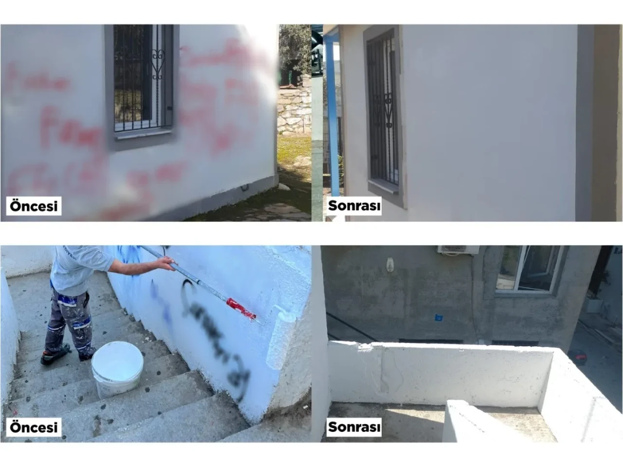 Bodrum’da kent estetiğini bozan yazılar belediye tarafından temizleniyor