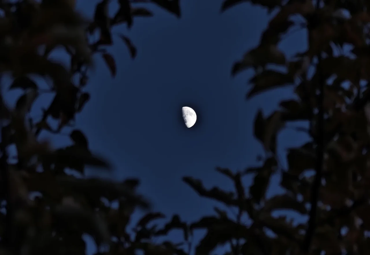 Bitlis'te gün batımında gökyüzünde yarım ay görsel şölen sundu