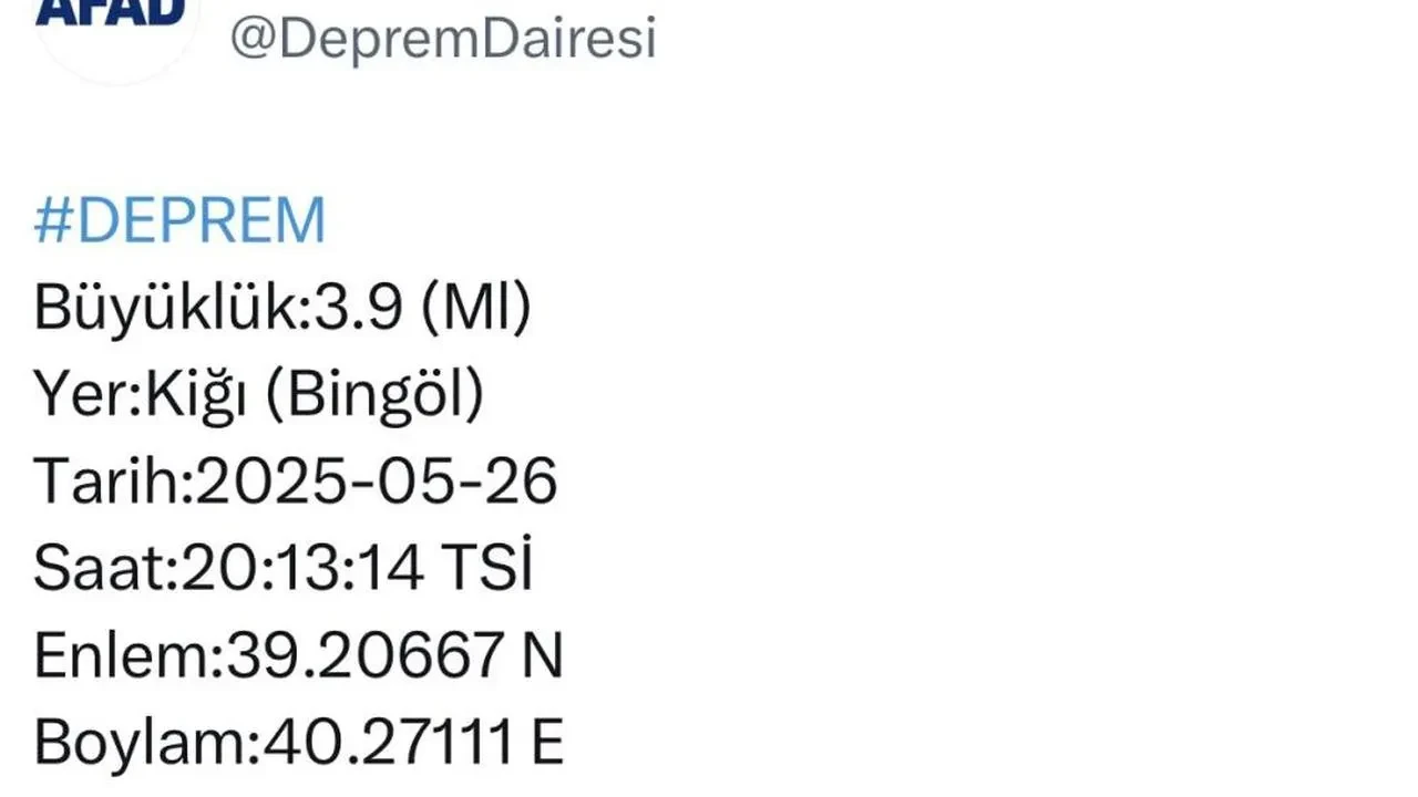 Bingöl'ün Kiğı ilçesinde orta şiddetli deprem gerçekleşti