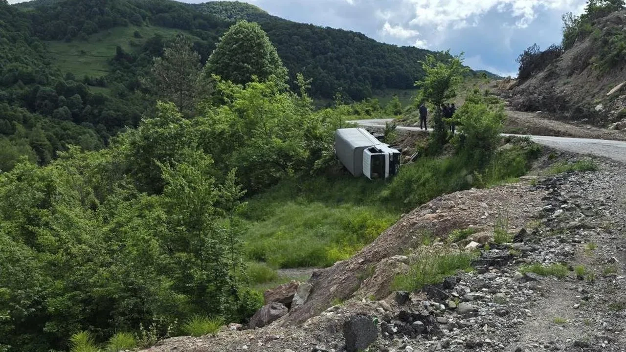 Karadeniz Ereğli'de kamyonet şarampole yuvarlandı: Kazada ölen ya da yaralanan olmadı