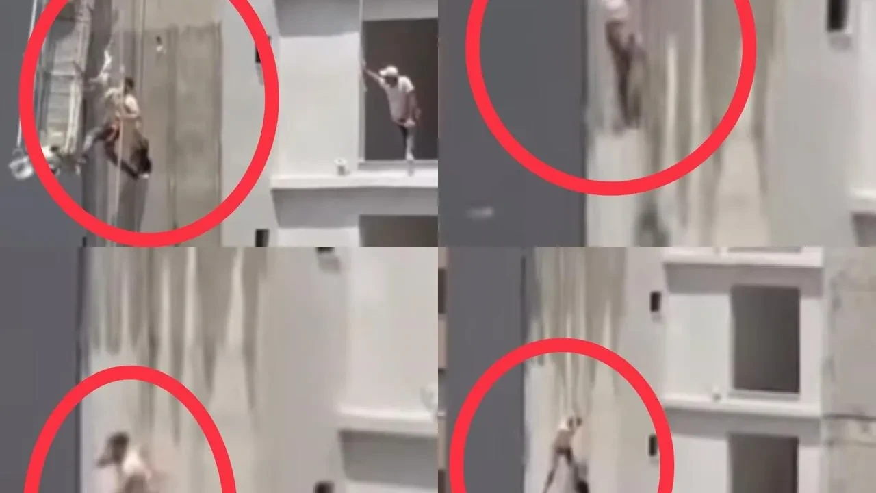 Mersin inşaatında işçi emniyet halatıyla hayatta kaldı