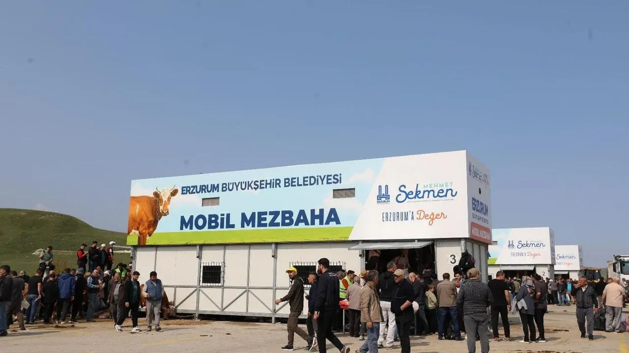 Erzurum mobil mezbahane hizmeti bayramda yoğun ilgi gördü