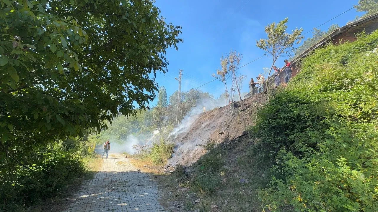 Kastamonuda bahçe yangını itfaiye ekipleri tarafından söndürüldü