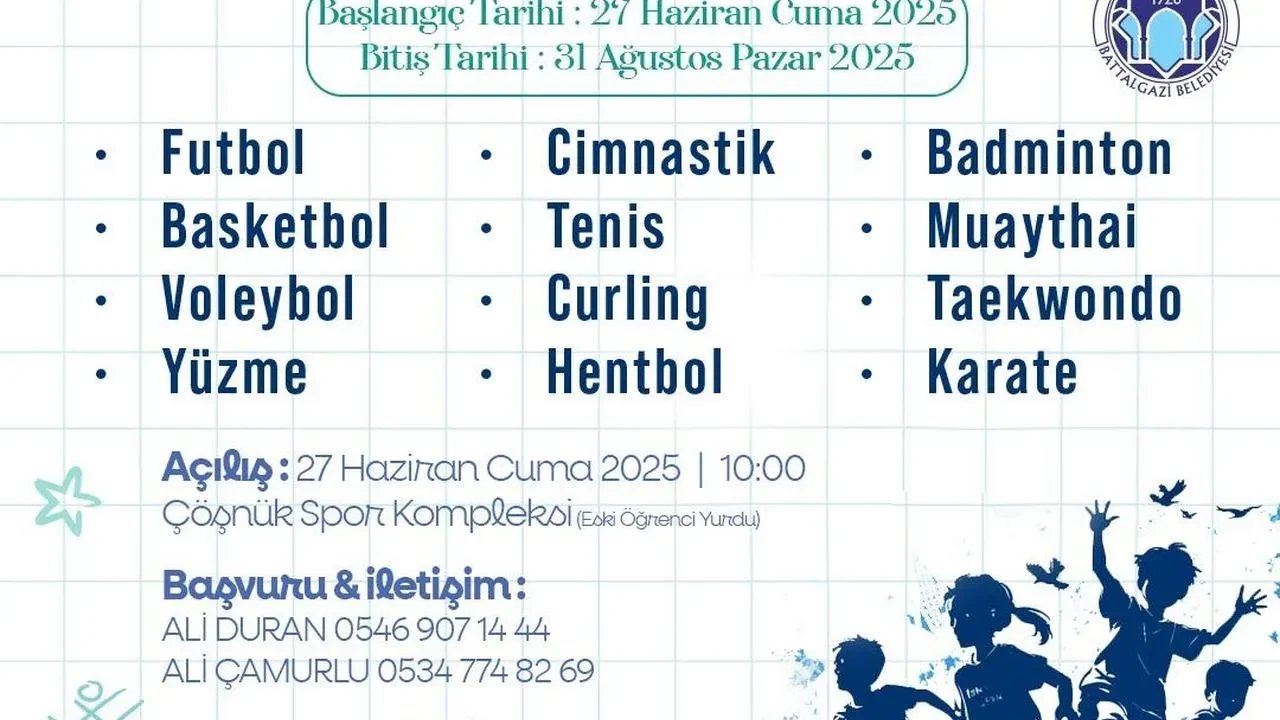 Battalgazi Belediyesi yaz spor okullarına kayıtlar başladı