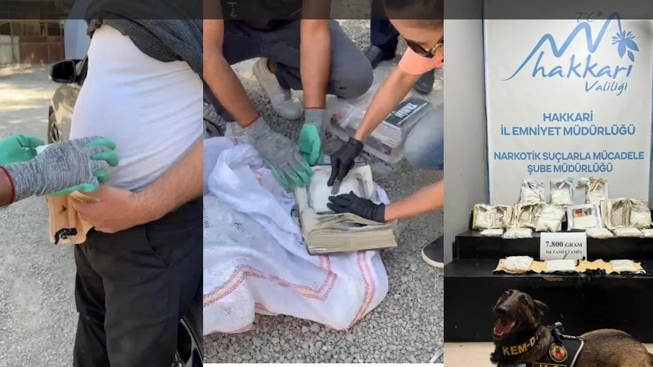 Hakkaride kitap ve korse arasından metamfetamin çıktı