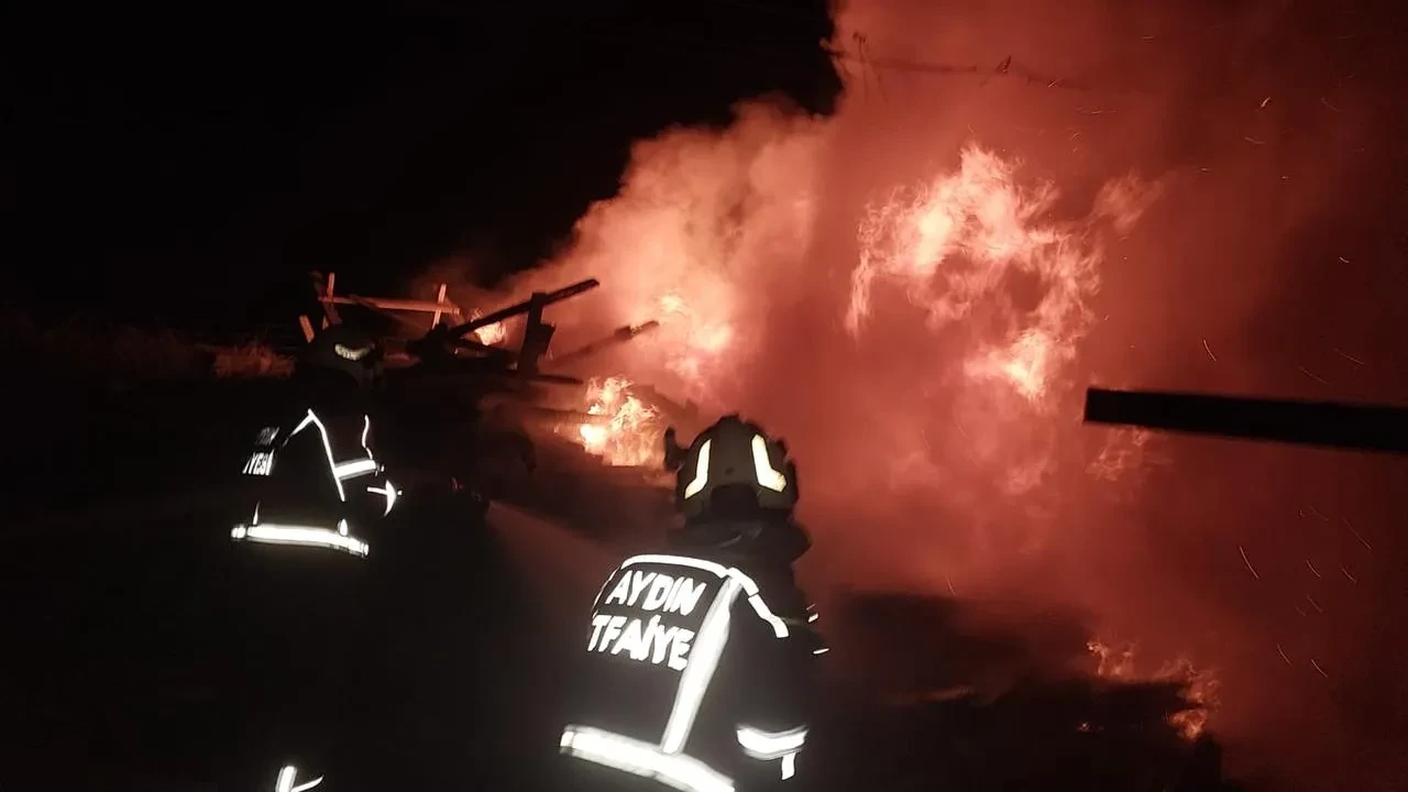 Aydın Çeştepe Mahallesinde inşaat deposu alev aldı