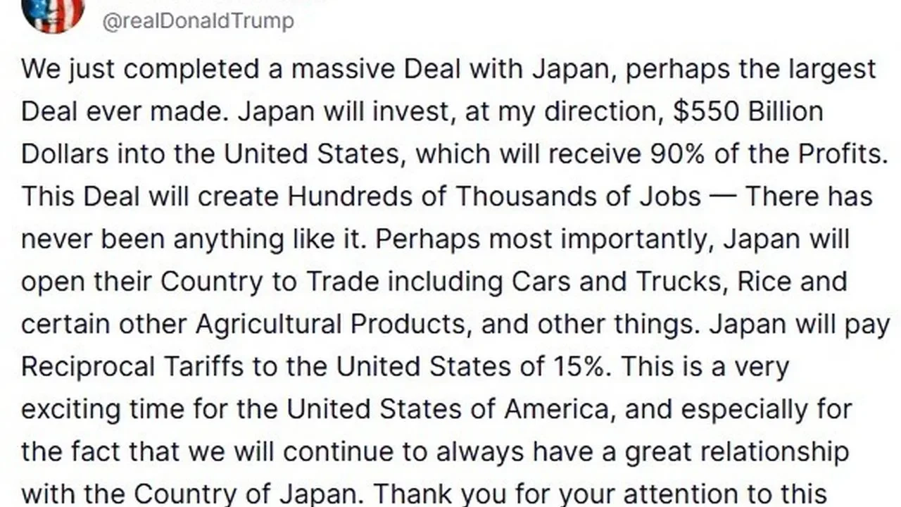 Trump Japonya ile yüzde 15 gümrük tarifeli ticaret anlaşması imzaladı