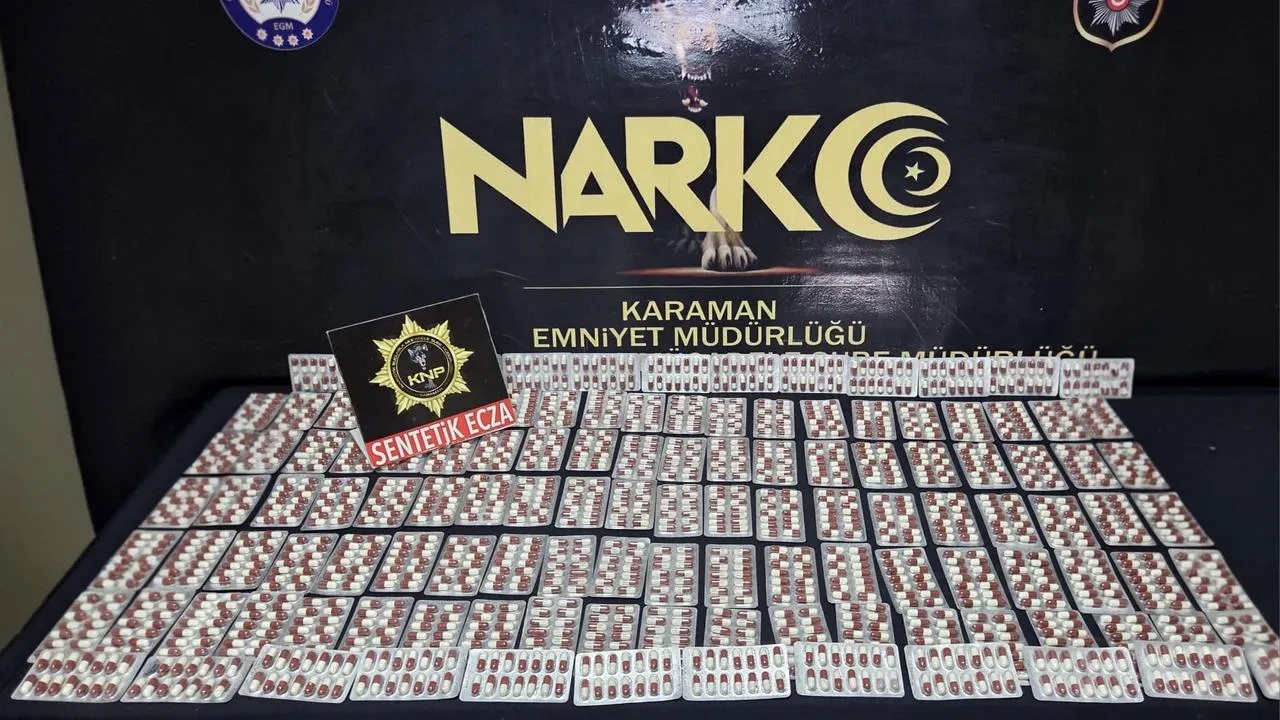 Karaman'da polis operasyonunda bin 752 uyuşturucu hap ele geçirildi