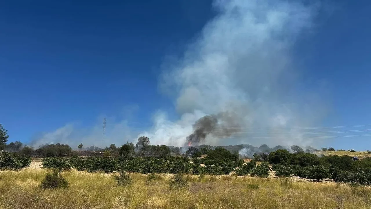 Denizli’nin Çal ilçesinde köylüler yangına müdahale edip felaketi önledi