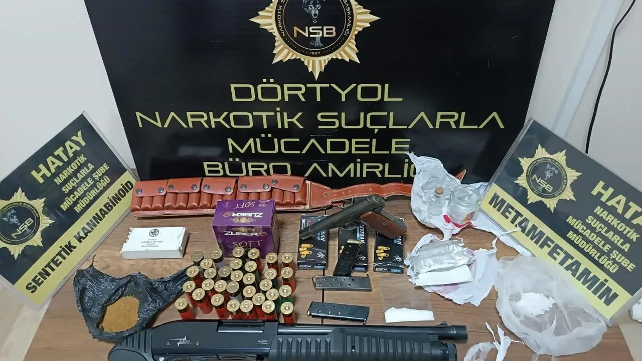 Hatay Dörtyolda uyuşturucu ve silah deposu bulundu