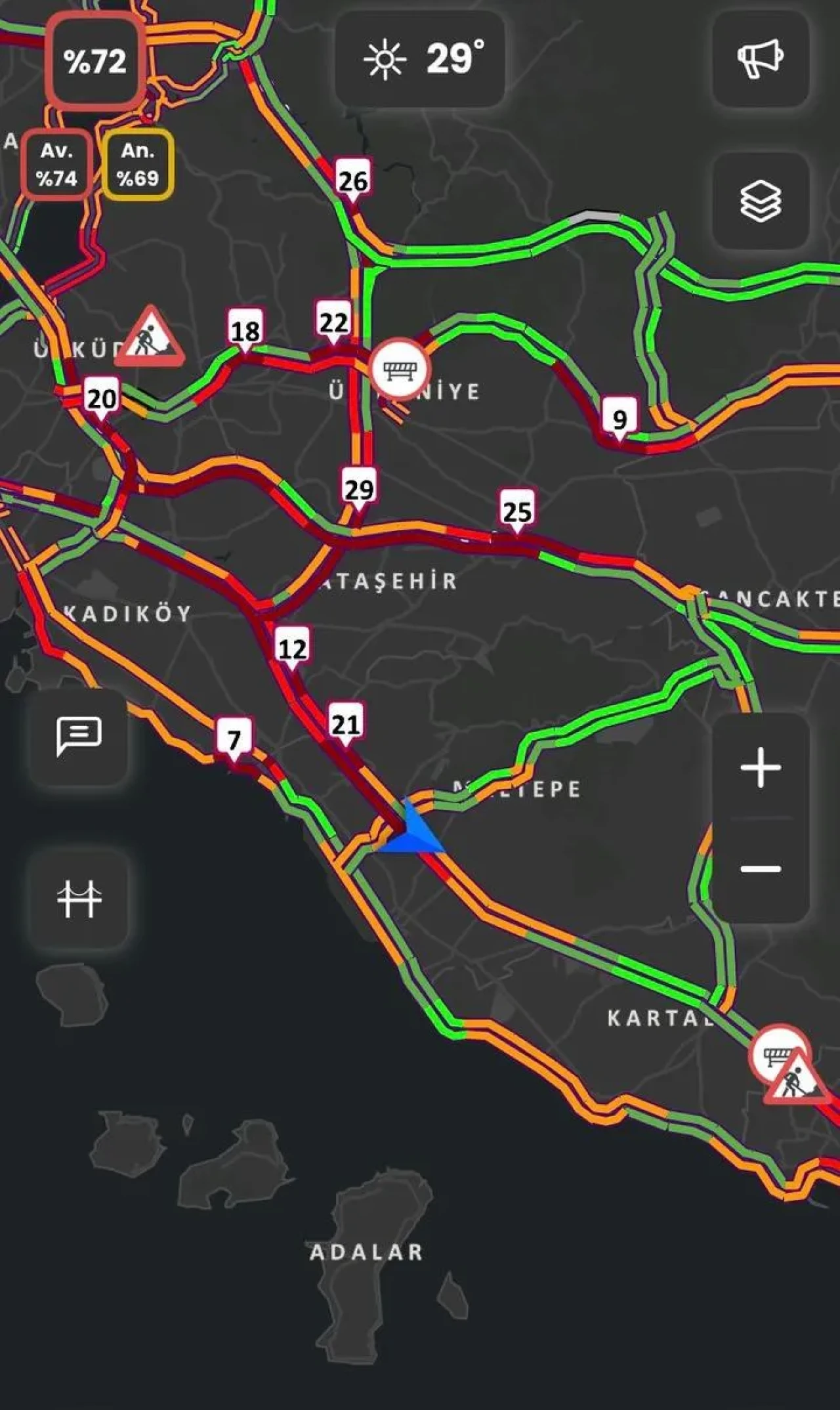 İstanbul’da İş Çıkış Saatinde Trafik Yoğunluğu Yüzde 72’ye Ulaştı