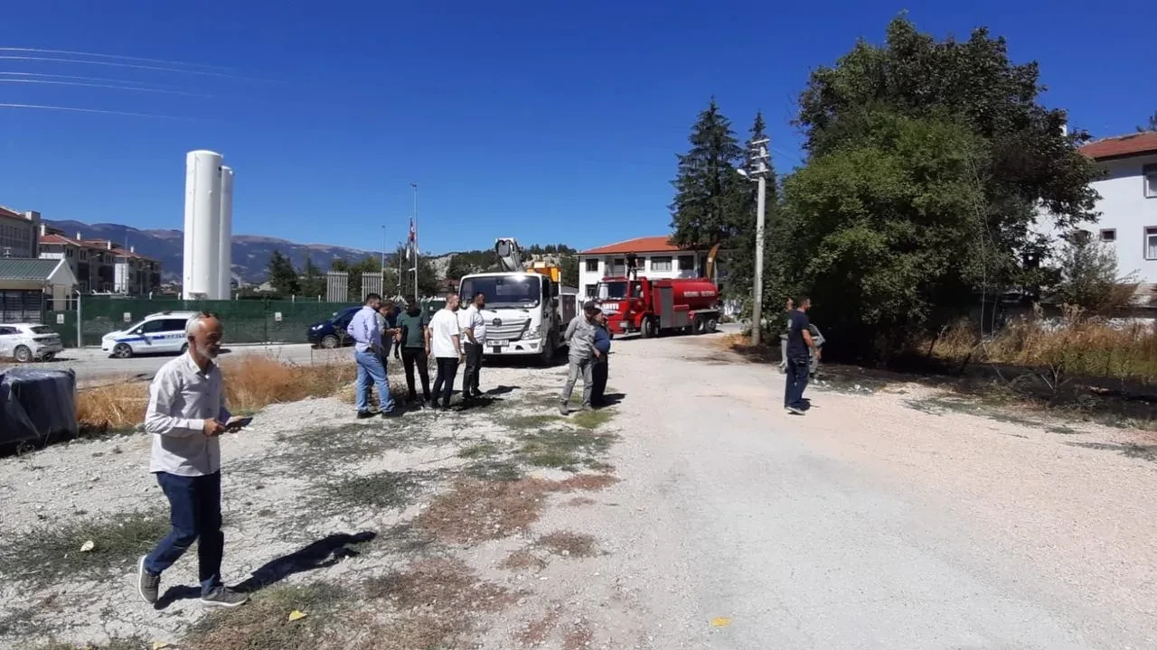 Bolu'nun Mudurnu ilçesinde kopan elektrik telleri yangına neden oldu