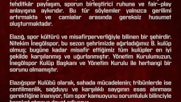 Elazığspor İnegölspor maçında protokol tribününde yaşanan olaylar için açıklama yaptı