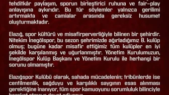 Elazığspor İnegölspor maçında protokol tribününde yaşanan olaylar için açıklama yaptı