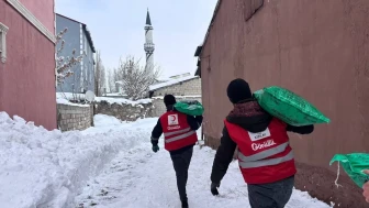 Ağrı’da Kızılay ihtiyaç sahiplerine kömür yardımı yapmaya devam ediyor