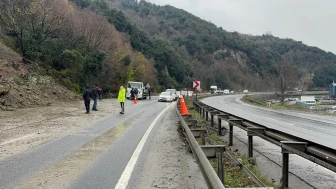 Zonguldak’ta heyelan kara yolunu kapattı, otomobilde maddi hasar meydana geldi