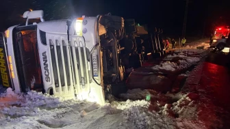 Refahiye'de hayvan yüklü tır kazasında 45 büyükbaş hayvan kurtarıldı