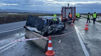 Manisa'da feci kaza: Yanan otomobilde yaşlı çift hayatını kaybetti