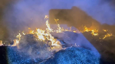 Afyonkarahisar'da Eber Gölü kamış deposunda yangın çıktı