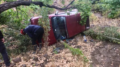 Malatya'nın Hekimhan ilçesinde pikap şarampole uçtu 2 yaralı