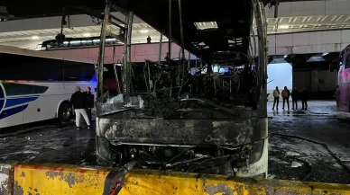 Ankara AŞTİ otoparkında otobüs yangını paniğe neden oldu