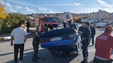 Sivas’ta takla atan araçta yaralanan olmadı polis inceleme başlattı