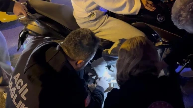 Tekirdağ Çorlu'da motosiklet kazasında genç sürücünün ayağı pedal demirine sıkıştı