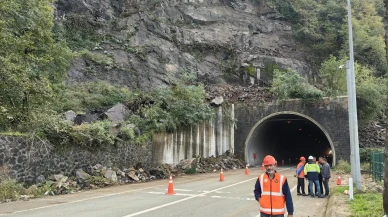 Artvin’de Sarp Sınır Kapısı yolunda heyelan nedeniyle kısa süreli ulaşım kesintisi