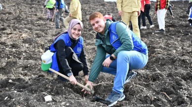 Balıkesir'de gençler Yeşil Vatan için fidan dikti
