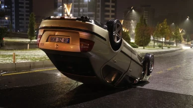 Nevşehir’de kontrolden çıkan otomobil refüje çarparak takla attı ve sürücü kaçtı