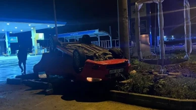 Lüleburgaz’da takla atan otomobildeki 2 kişi yaralı olarak kurtuldu