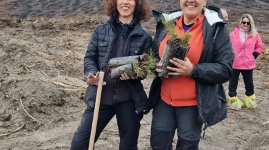 Eskişehir'de yangın bölgesinde 55 kişinin katıldığı doğa yürüyüşü ve fidan dikme etkinliği gerçekleştirildi