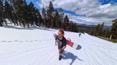 Kars'ta bahar ortasında snowboard keyfi: Nisan ayında snowboard keyfi