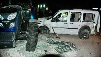 Kulu'da kontrolden çıkan araç traktöre çarptı