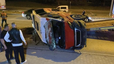 Eskişehir Çevre Yolunda minibüs takla attı