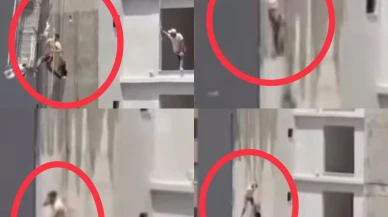 Mersin inşaatında işçi emniyet halatıyla hayatta kaldı