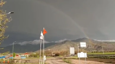 Elazığ'da sağanak sonrası gökkuşağı manzarası: Doğa yine göz kamaştırdı