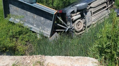 Karabükte kontrolden çıkan cip köprüden düştü