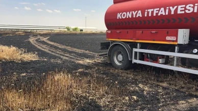 Konyadaki Kulu ilçesinde buğday tarlası alev aldı