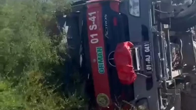 Adana İmamoğlu yangınına giden arazöz kaza yaptı