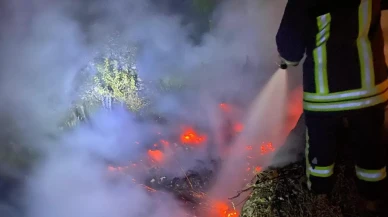 Çorum İskilip Harun köyündeki samanlık alev aldı