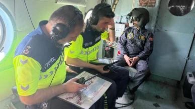 Bursa jandarması bayram trafiğini helikopterle havadan denetliyor