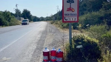 Aydın orman yangınları için yol kenarlarına damacana konuldu