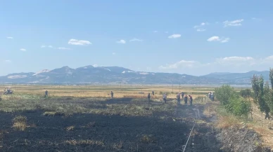 Burdurda buğday tarlası yangınını köylüler söndürdü