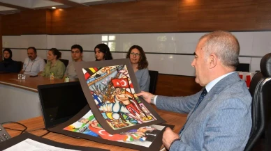 Kurtdereli Mehmet Pehlivan öğrenci resimlerinde canlandı