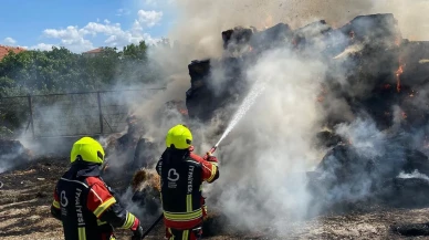 Balıkesir Yakupköy Mahallesinde 500 balya saman yandı