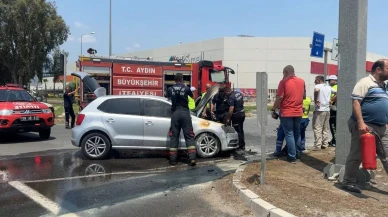 Tamirden çıkan otomobil Efeler Otogarında alev aldı