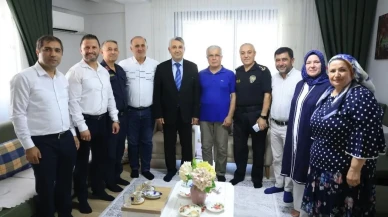 İncirliova protokolü Gazi İbrahim Çalışkan'ı evinde ziyaret etti