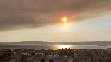 Tekirdağ'ın Şarköy ilçesindeki orman yangını dumanı Çanakkale Boğazı'nı kapladı